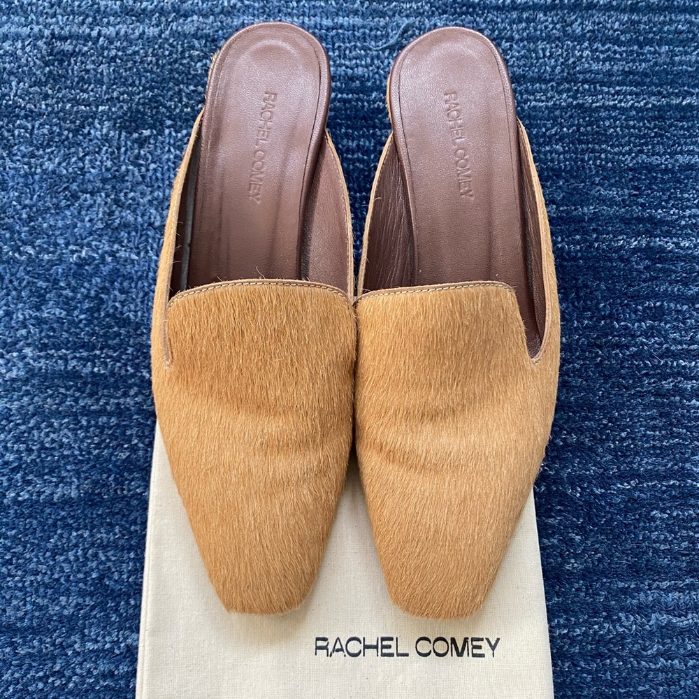 Rachel Comey Wald Brown Tan Pony Hair Slides Sz 8